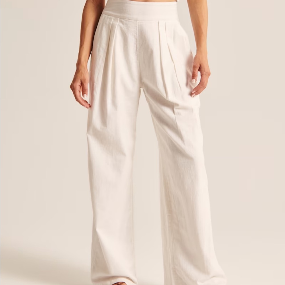 A&F linen blend wide leg pants